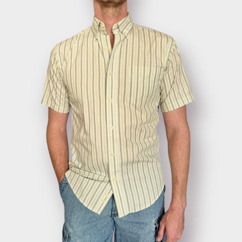 90s Puritan Light Sage Stripe Button Down Size M