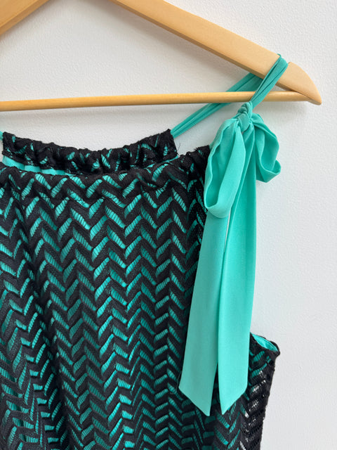 90s Wrapper Teal Black Lace Tank Size XL