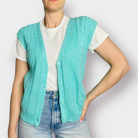 80s One Step Up teal sweater vest