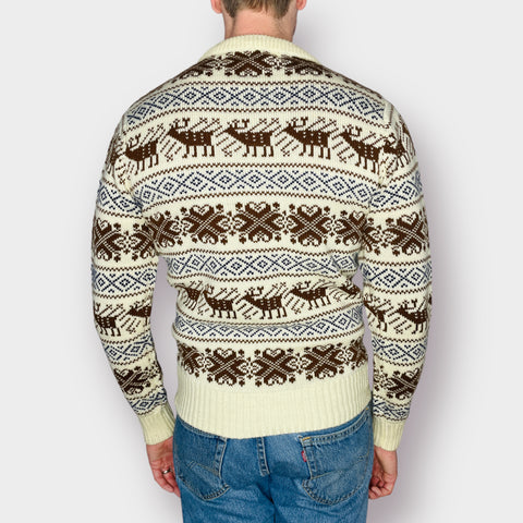 80s Christopher Rand cream sweater with Elk