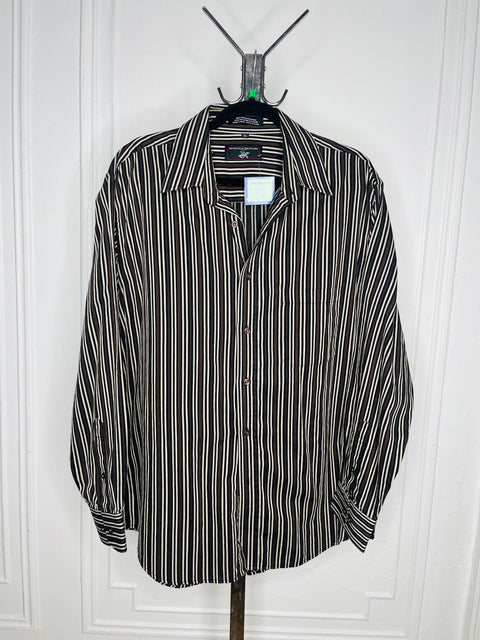 Y2K Beverly Hills Polo Club Stripe Button Front Size L