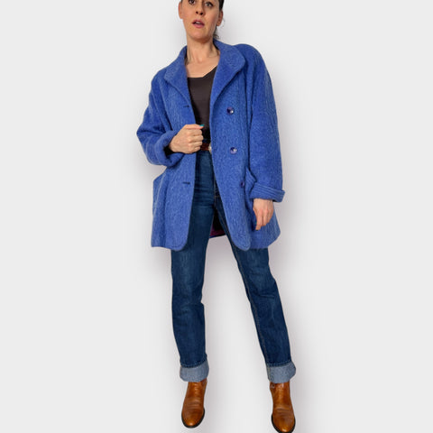 80s Brownstone Studio Blue Mohair Coat size L