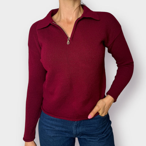 90s Express Tricot Maroon Quarter Zip