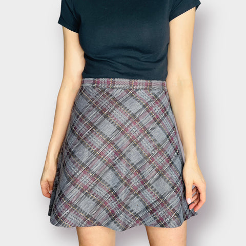 90s Cricket Lane Gray Plaid Mini Skirt