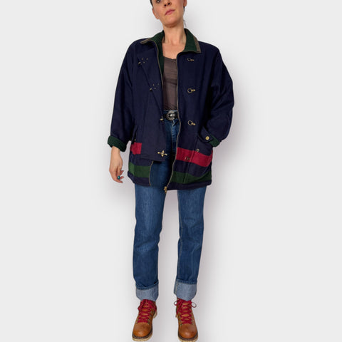 90s Maggie Lawrence Tri Color Wool Coat Size M