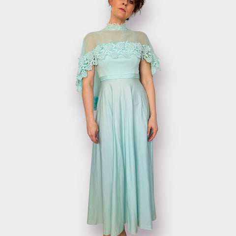 70s Marilyn Seafoam Maxi Dress Size S/M