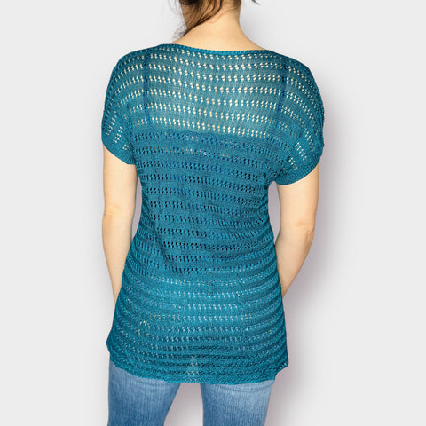 2000s Chico's Teal Crochet Top