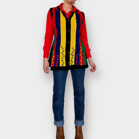 70s Multicolor Handmade Vest Size XL