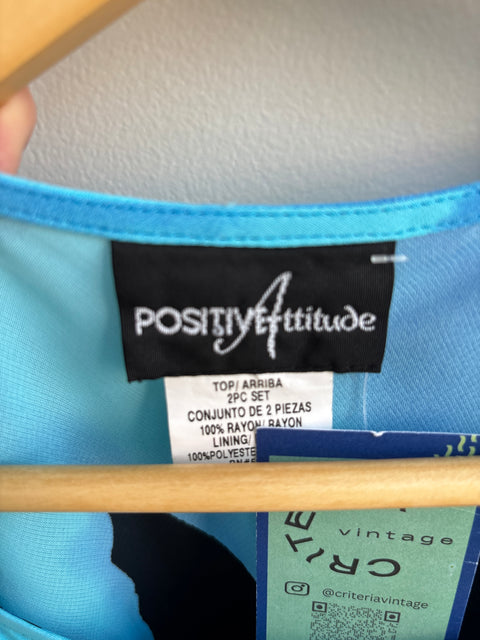 90s positive attitude teal black sheer dress Size L