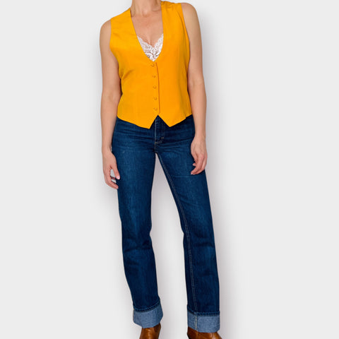 90s Spenser Jeremy Yellow Silk Vest Size M