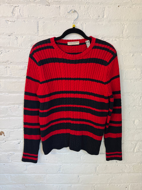 2000s Marsh Landing Red Black Sweater