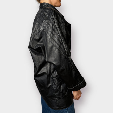 80s Avanti Black Leather Coat Size M
