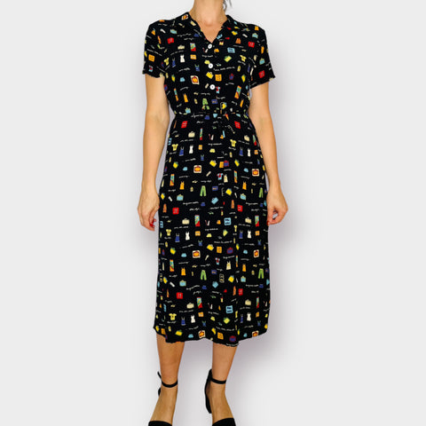 90s David Dart Black Blue Skies Dress