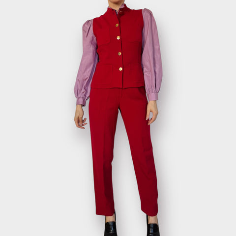 90s Harolds Red Trouser and Shell Vest Set Size S