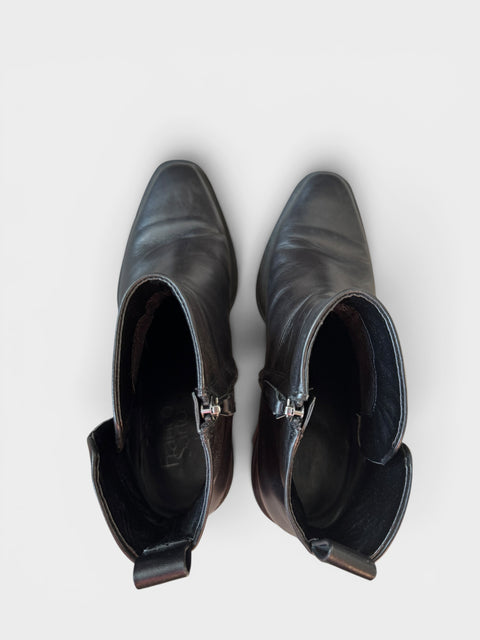 Franco Sarto black leather Block Heel Booties Size 9.5