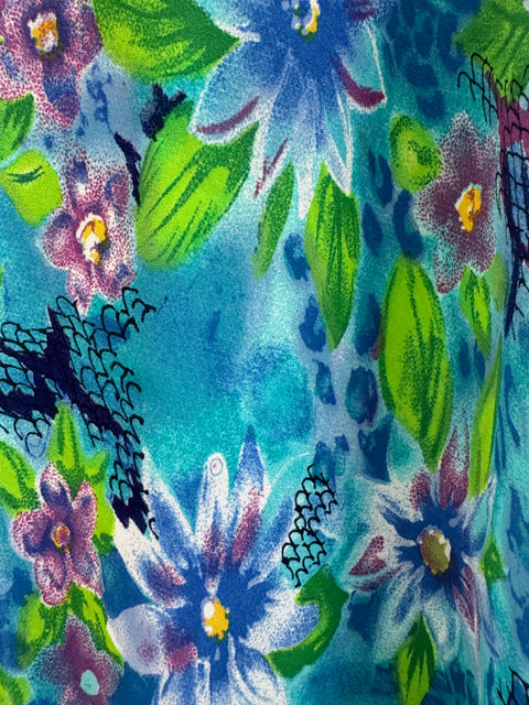 90s Betsy's Things Teal Floral Dress Size M