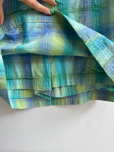 90s White Stagg Green Blue Plaid Skort Size S