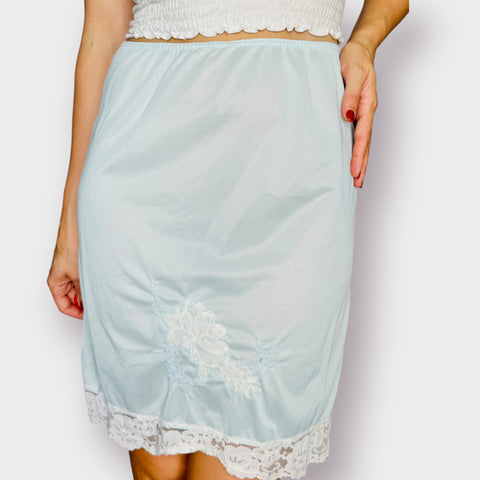 70s Seafoam lace trimmed slip