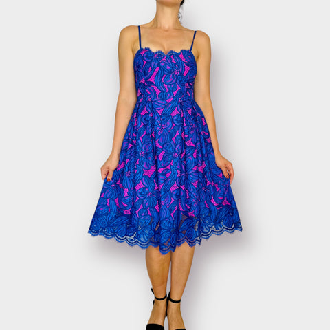 Lilly Pulitzer Blue Hot Pink Lace Dress