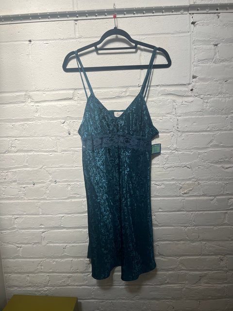 90s Sopre Lingerie Teal Slip Dress Size L