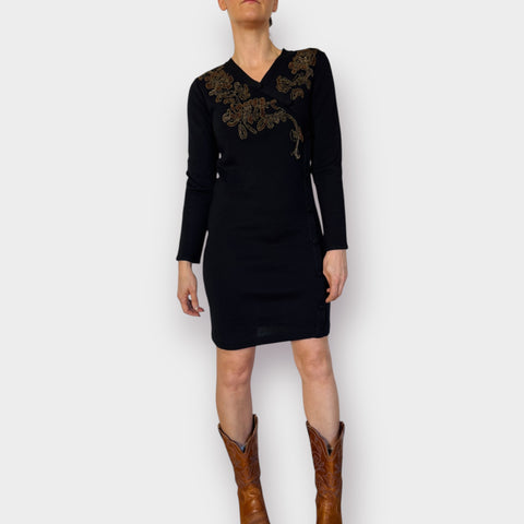 90s Carole Little Black Sweater Dress size M