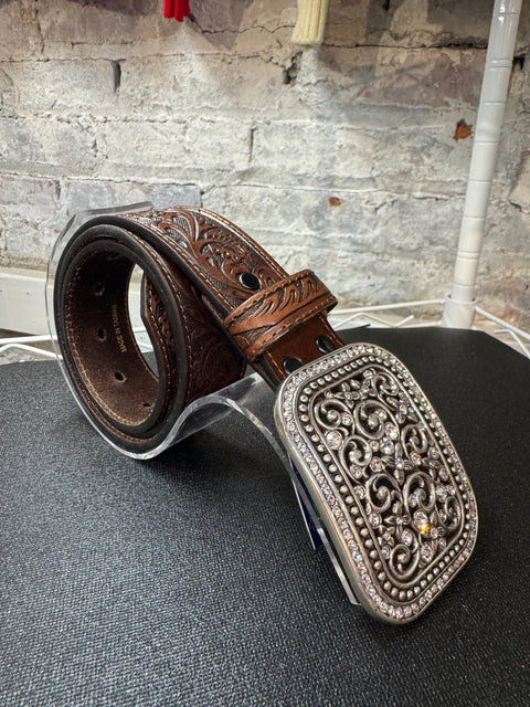 ARIAT Stamped Leather Buckle Belt