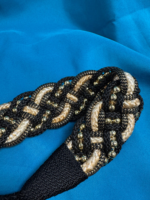 80s Black Gold Braided Statement Belt