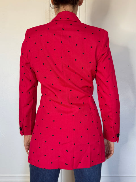 90s Lord & Taylor Pink Polka Dot Blazer size S