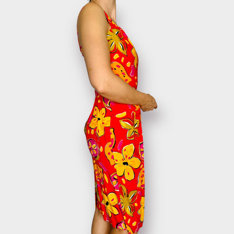 90s R.J. Stevens Orange and Yellow Dress