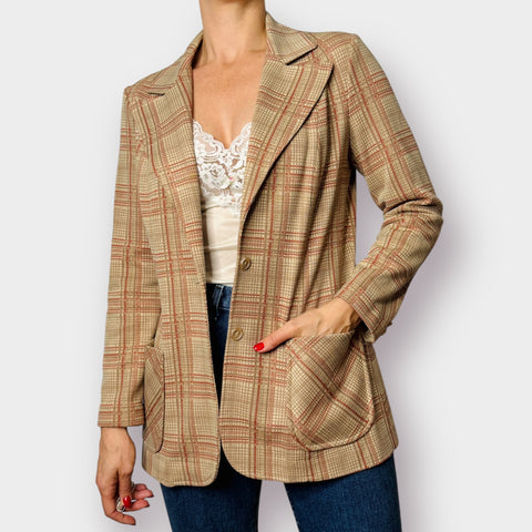70s Devon Tan Orange Plaid Blazer Size L