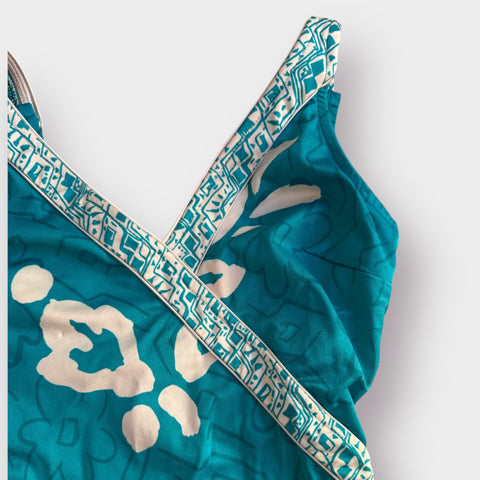 80s Roxanne Teal One Piece Swimsuit Size M