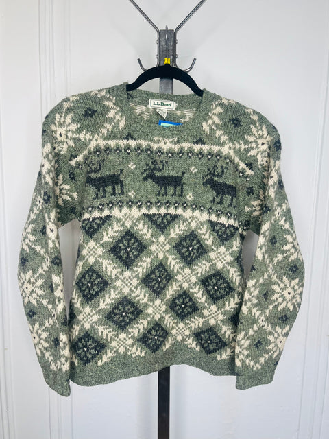 L.L. Bean Wool Reindeer Sweater size M