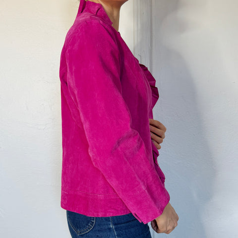 Y2K MetroStyle Pink Suede Jacket Size L