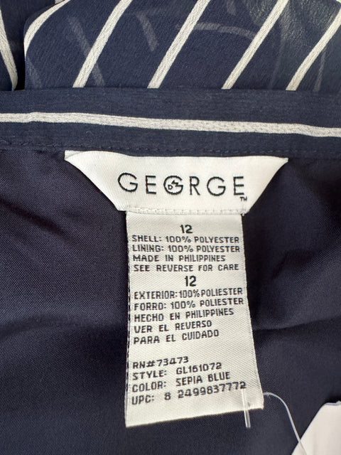 Y2K George Navy Striped Skirt size L