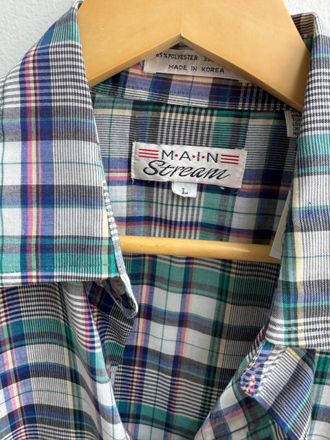 80s Main Stream plaid short sleeve Size L