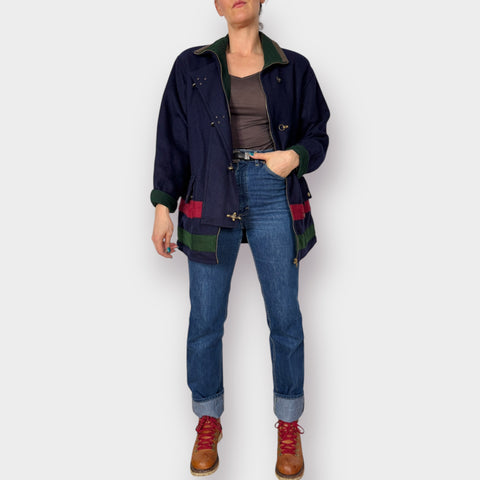 90s Maggie Lawrence Tri Color Wool Coat Size M