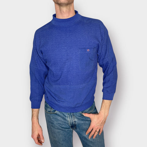 80s Huk A Poo Blue Waffle Knit Banded Top