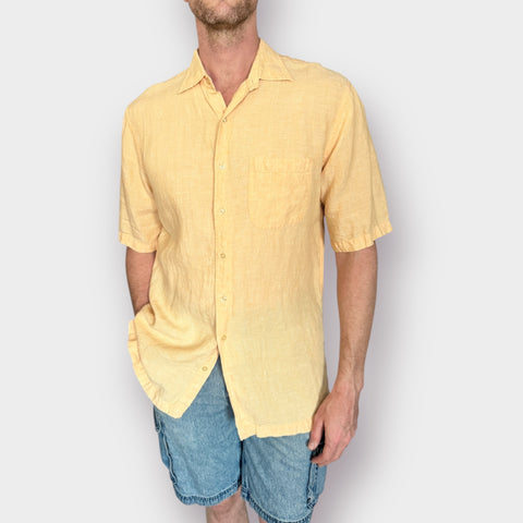 Lands' End Tangerine Linen Shirt Size M