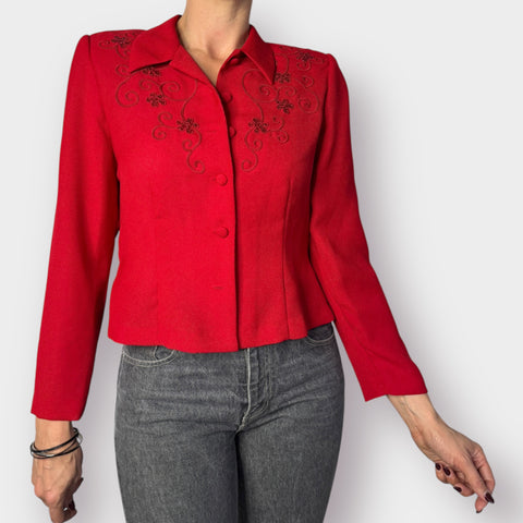 90s Karin Stevens Petites Red Jacket Top Size M