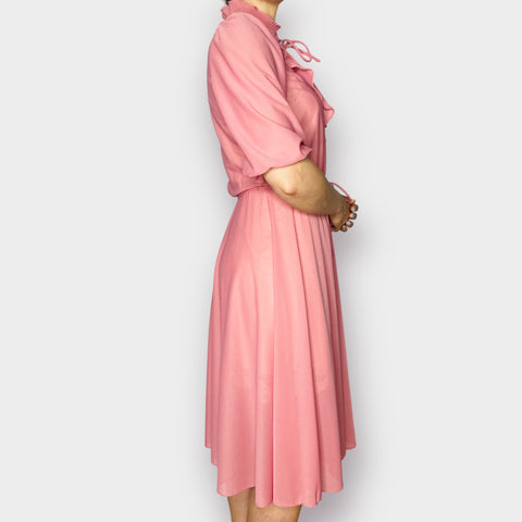 70s Sears Pink Ruffle Collar Dress