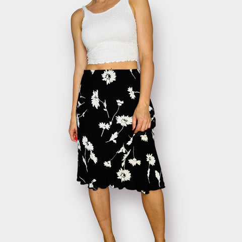 Y2K Black and White floral skirt