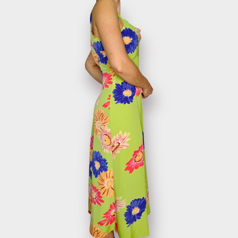 90s Joni Blair Lime Floral Maxi Dress