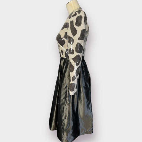80s Chetta B Silver Sequin Top Cocktail Dress Size XS
