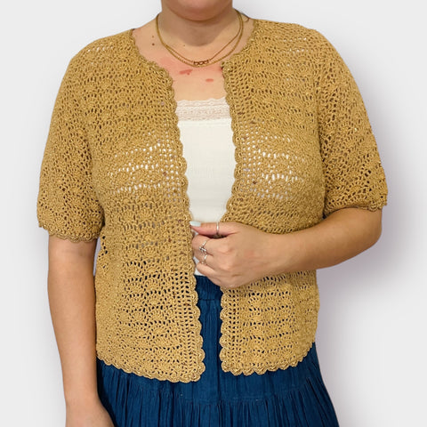 Y2K R&K Tan Gold Crochet Overlay