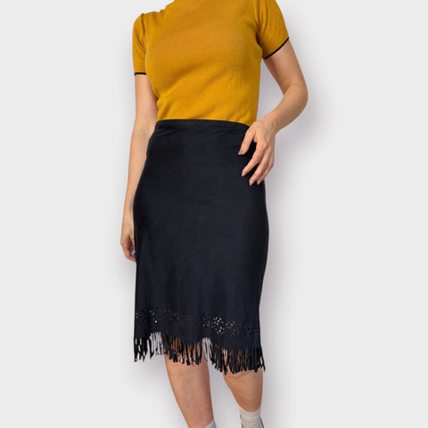 Y2K Bisou Bisou black fringe skirt Size M