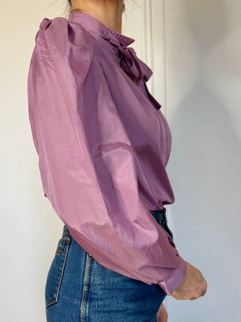 80s Jo Hardin Lavender Blouse Size L