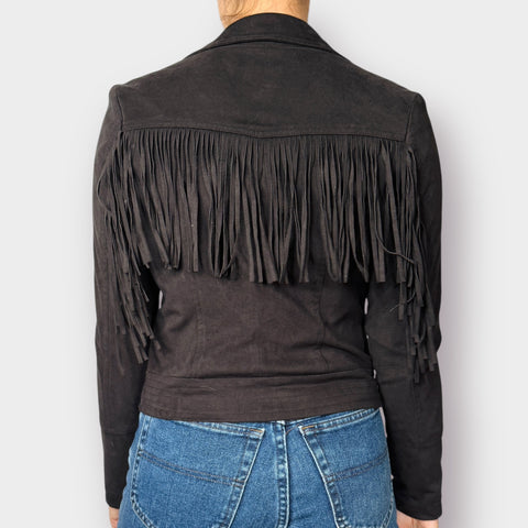 00s JouJou Black Fringe Jacket Size M