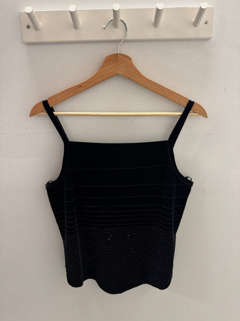 Y2K Black Velour Sparkle Top Size M