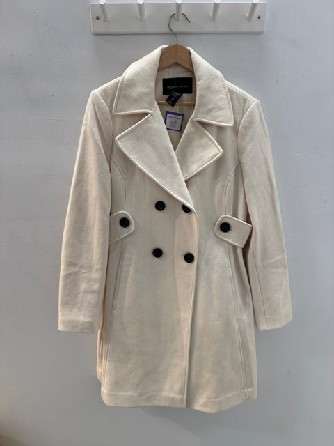 00s MODA International Cream Wool Blend Coat Size M