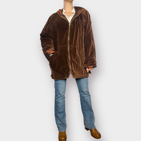 90s Current Seen Brown and Copper Reversible Coat